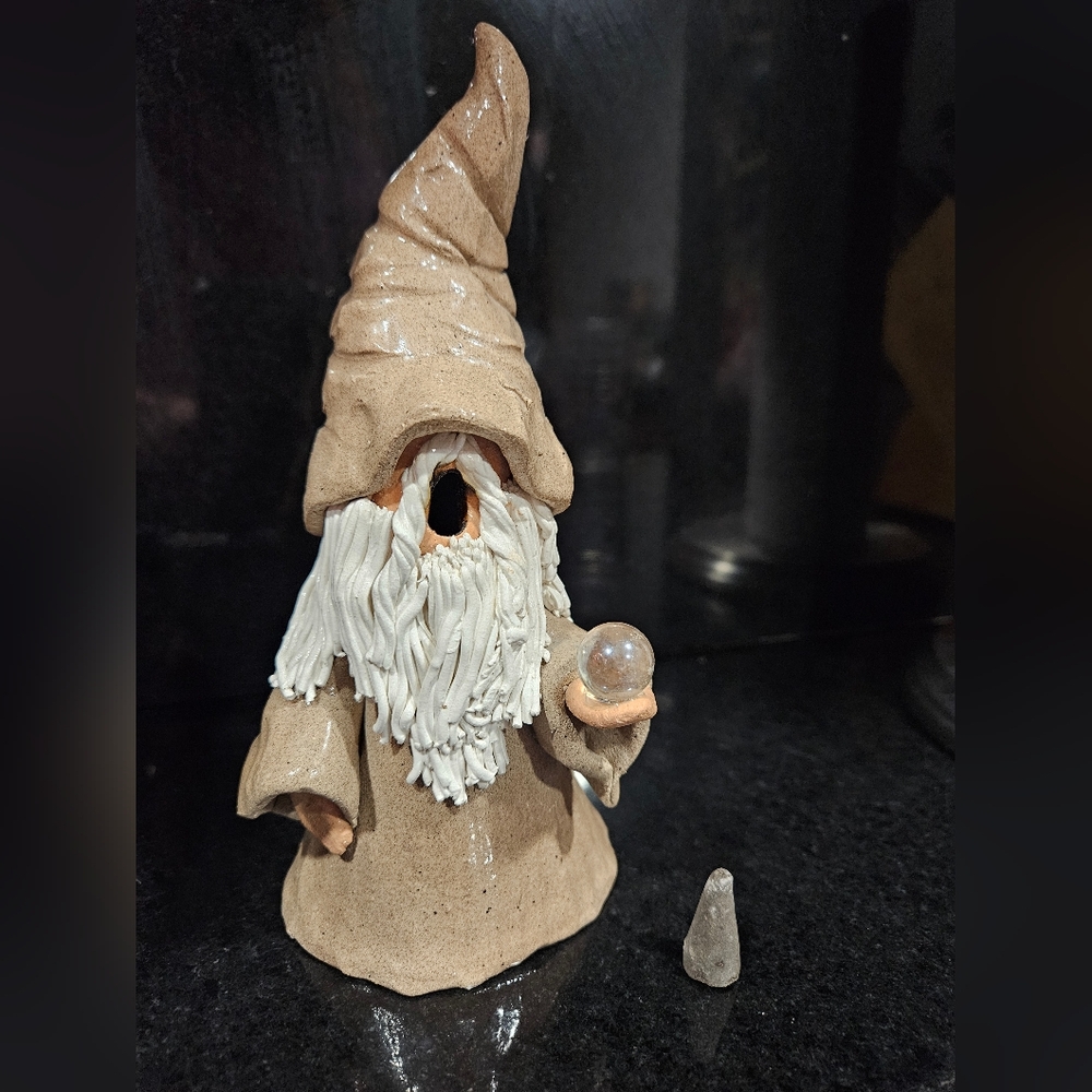 Incense Wizard Gnome Burner Artist Signed 7"